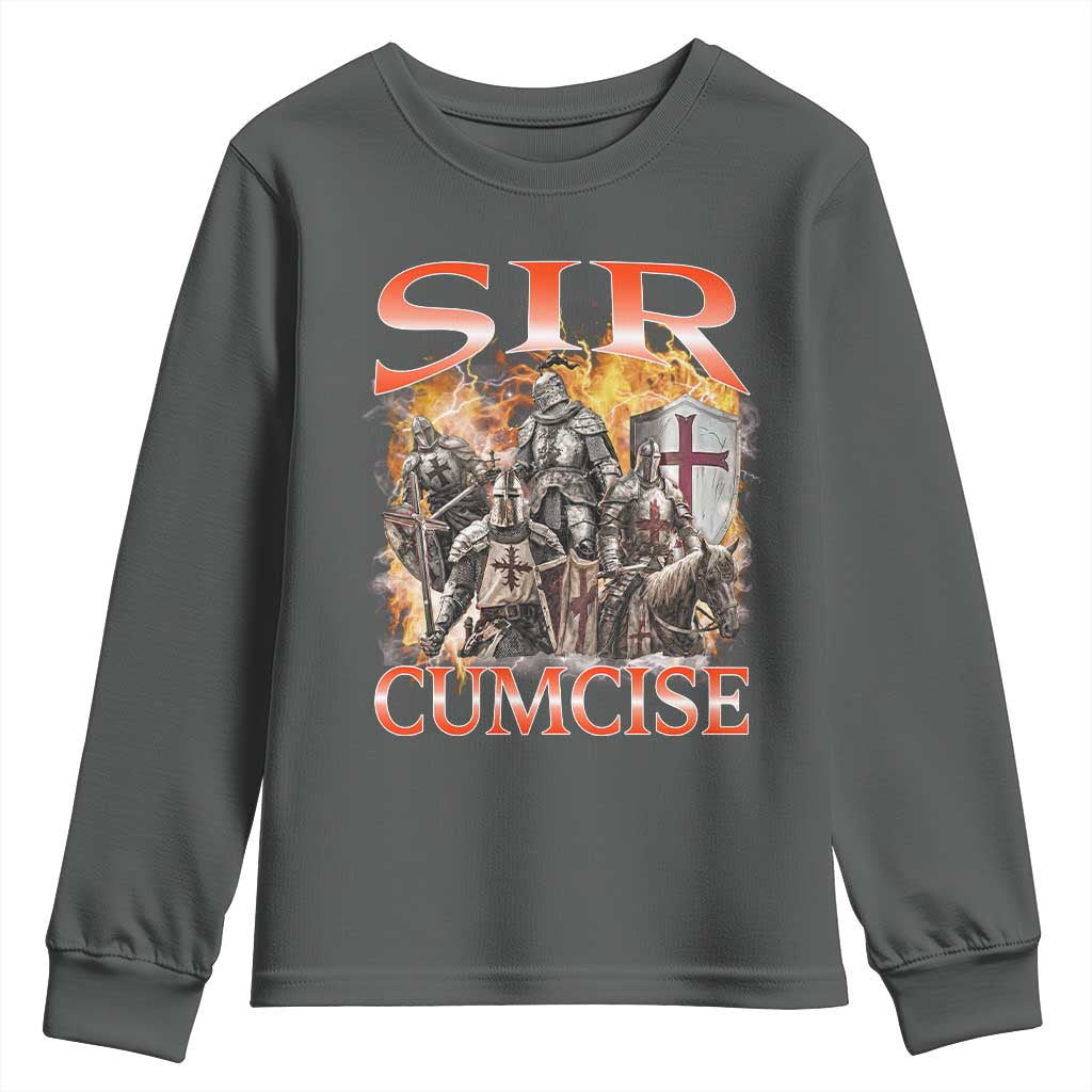 Knight Meme Youth Sweatshirt Sir Cumcise Funny Bootleg Graphic - Wonder Print Shop