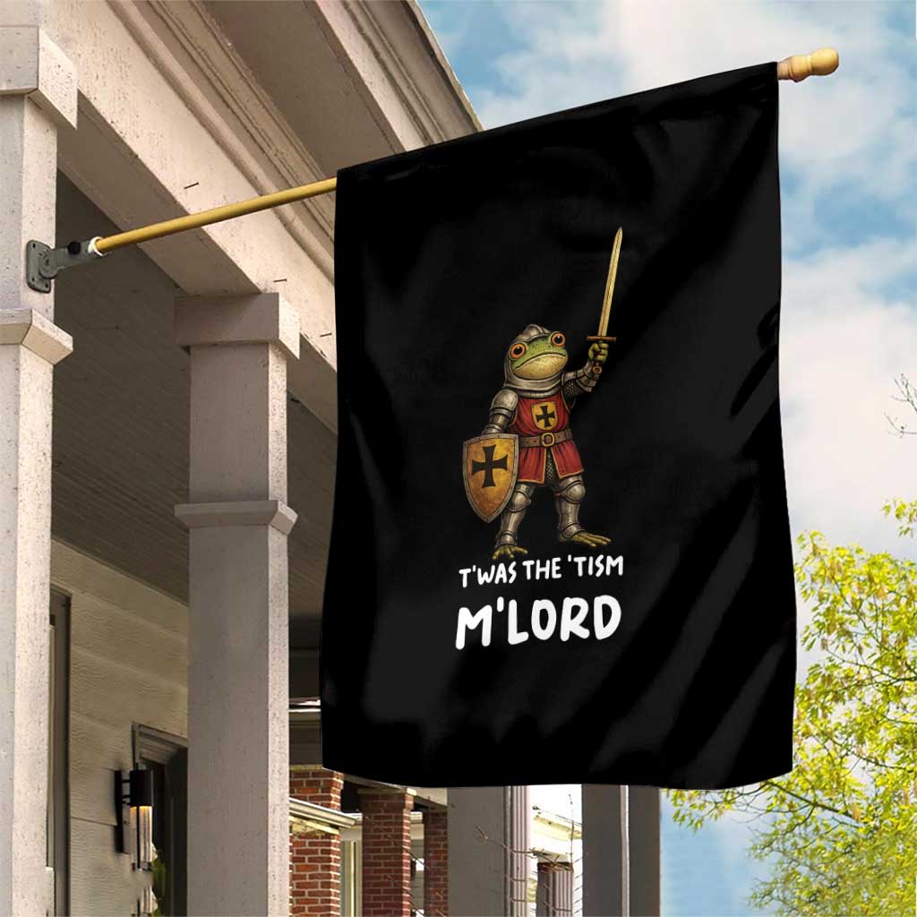 Knight Frog Garden Flag Funny T'was The Tism M'Lord Vintage Autism Medieval
