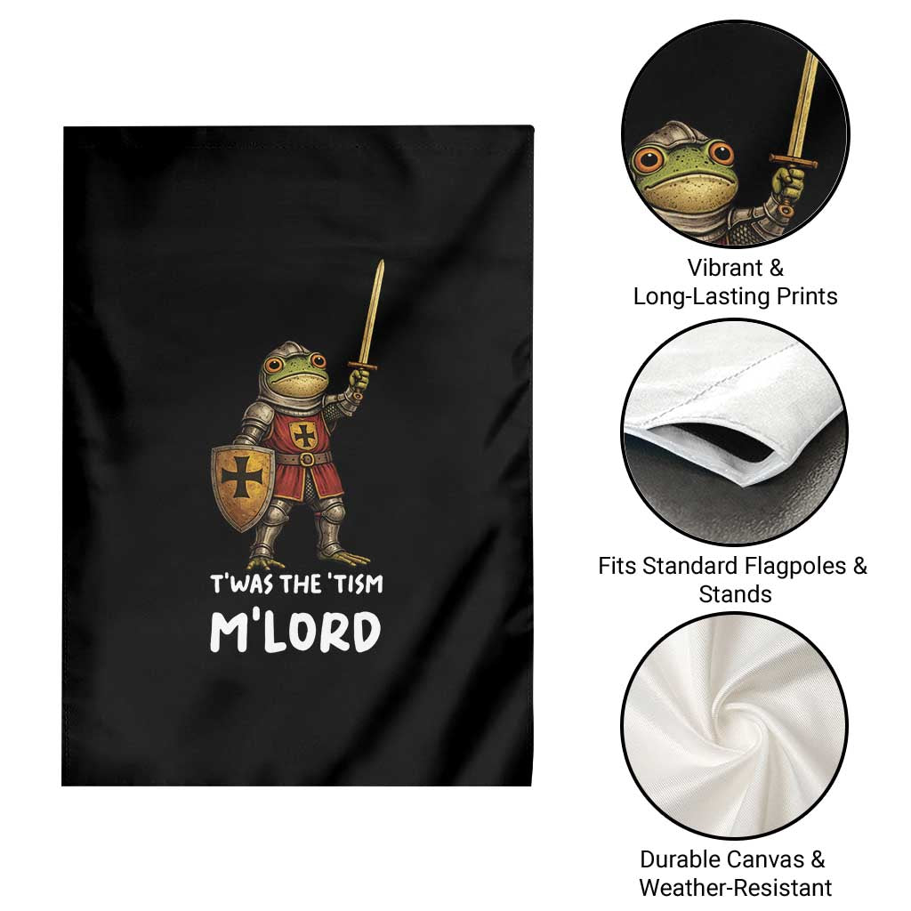 Knight Frog Garden Flag Funny T'was The Tism M'Lord Vintage Autism Medieval
