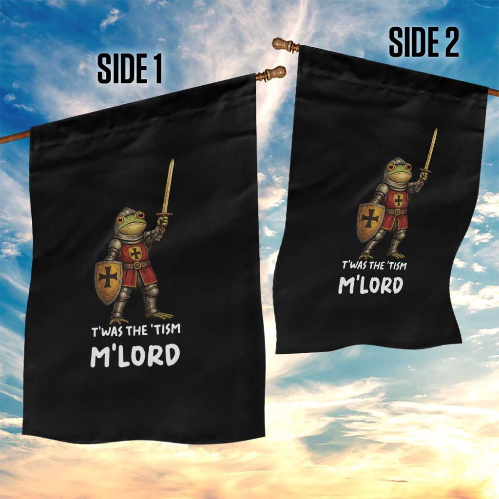 Knight Frog Garden Flag Funny T'was The Tism M'Lord Vintage Autism Medieval