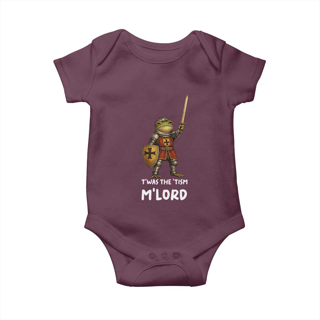 Knight Frog Baby Onesie Funny T'was The Tism M'Lord Vintage Autism Medieval