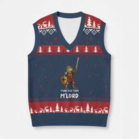 Knight Frog V-Neck Knit Sweater Vest Funny T'was The Tism M'Lord Vintage Autism Medieval