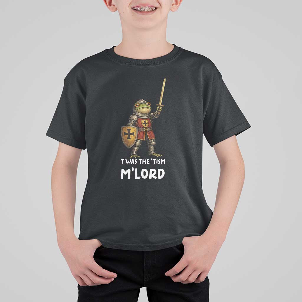 Knight Frog T Shirt For Kid Funny T'was The Tism M'Lord Vintage Autism Medieval