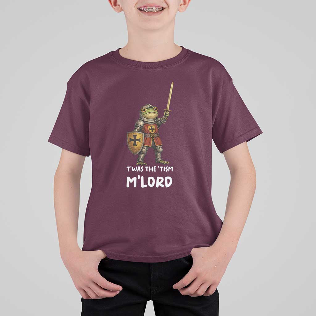 Knight Frog T Shirt For Kid Funny T'was The Tism M'Lord Vintage Autism Medieval