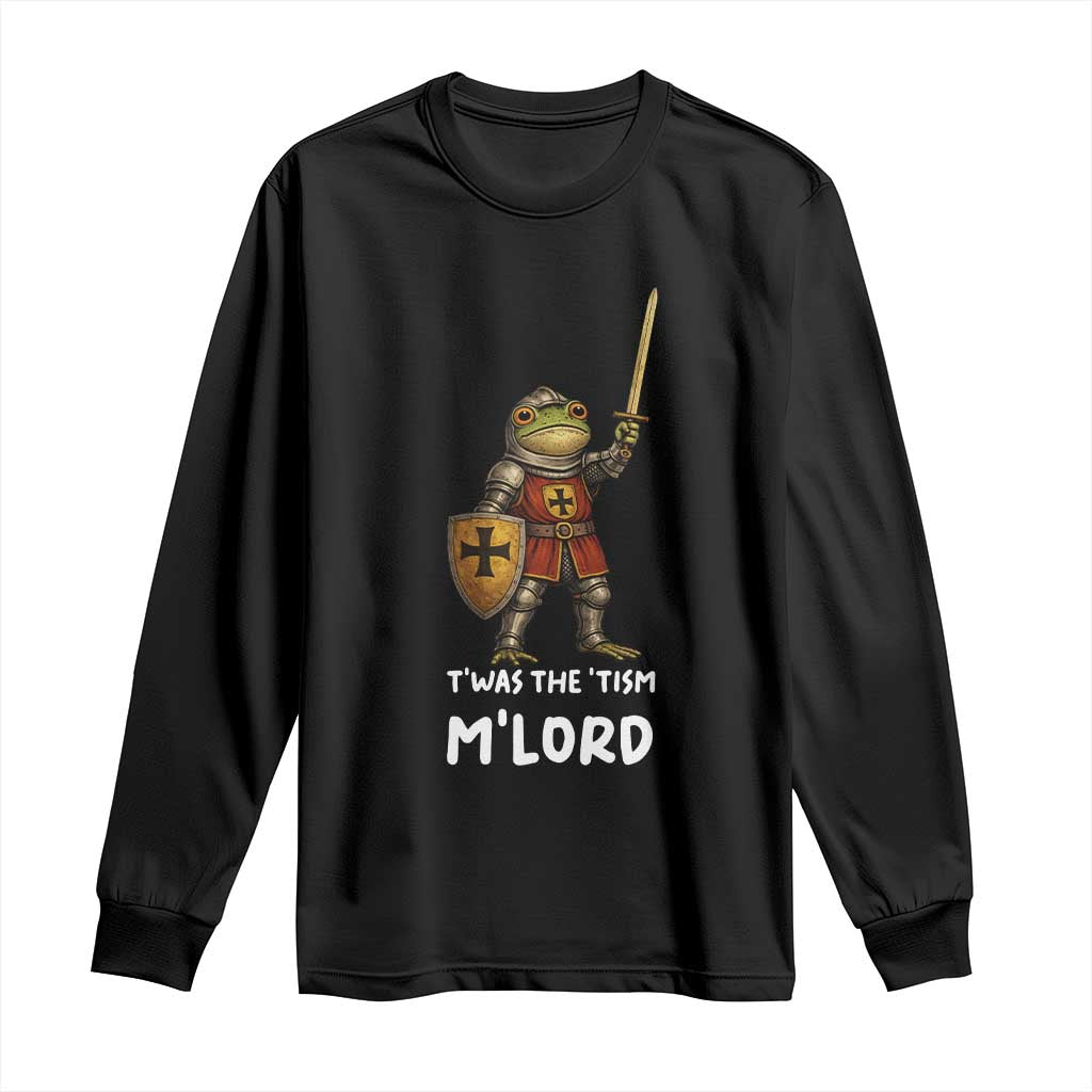 Knight Frog Long Sleeve Shirt Funny T'was The Tism M'Lord Vintage Autism Medieval