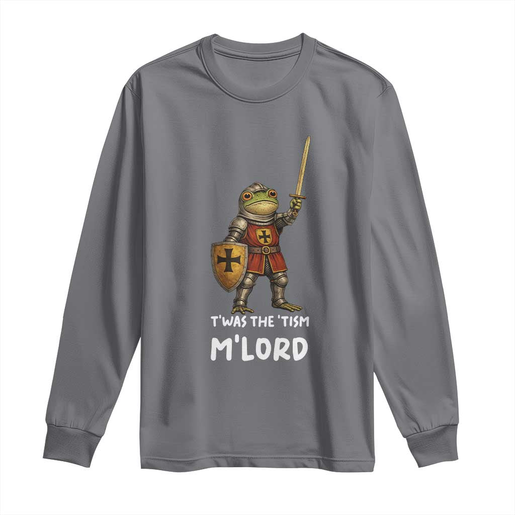 Knight Frog Long Sleeve Shirt Funny T'was The Tism M'Lord Vintage Autism Medieval