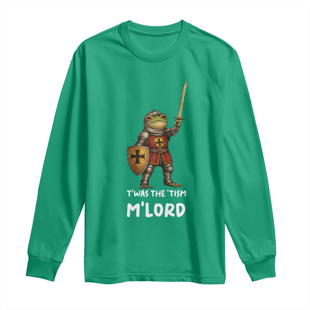 Knight Frog Long Sleeve Shirt Funny T'was The Tism M'Lord Vintage Autism Medieval