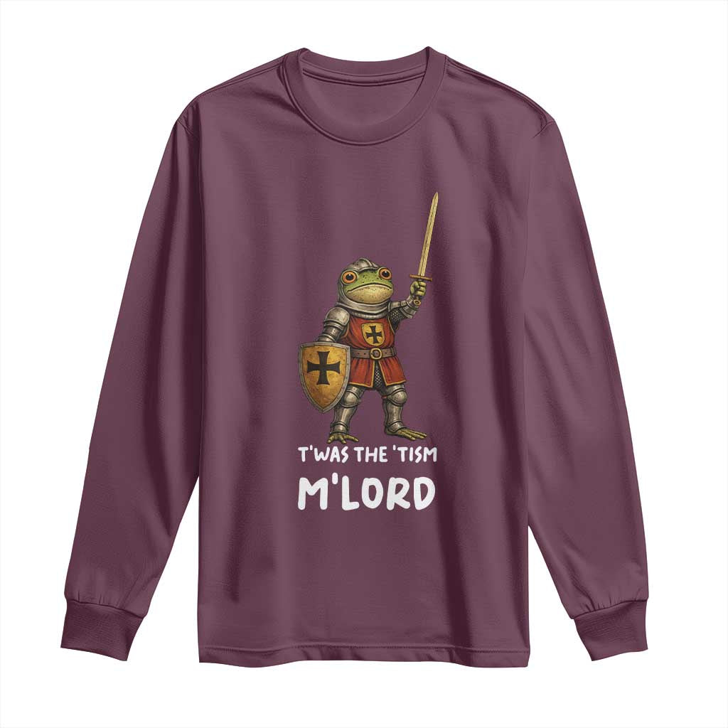 Knight Frog Long Sleeve Shirt Funny T'was The Tism M'Lord Vintage Autism Medieval
