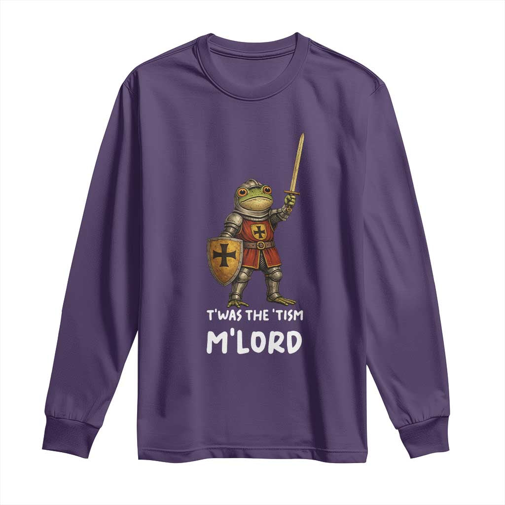 Knight Frog Long Sleeve Shirt Funny T'was The Tism M'Lord Vintage Autism Medieval