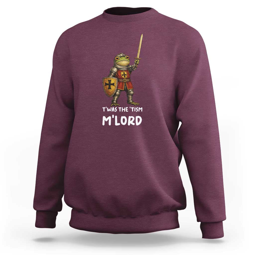 Knight Frog Sweatshirt Funny T'was The Tism M'Lord Vintage Autism Medieval
