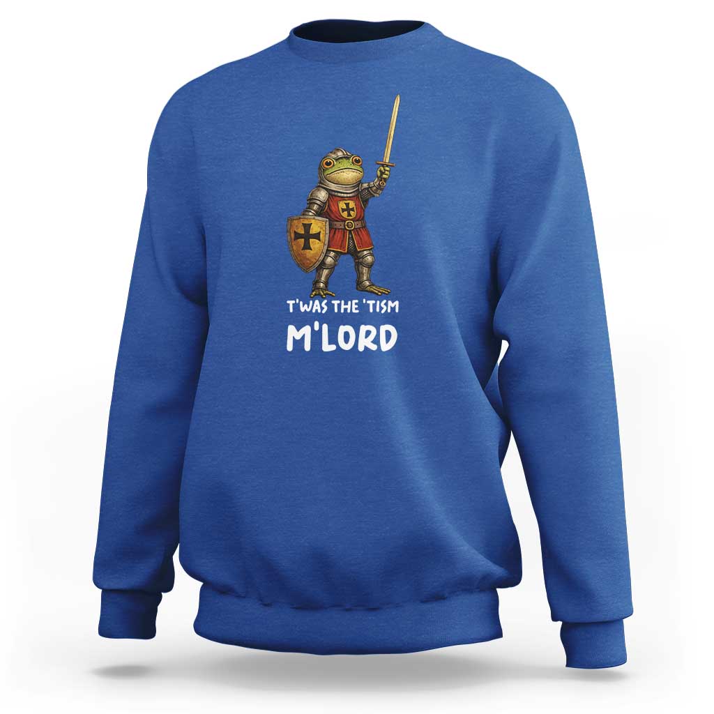 Knight Frog Sweatshirt Funny T'was The Tism M'Lord Vintage Autism Medieval