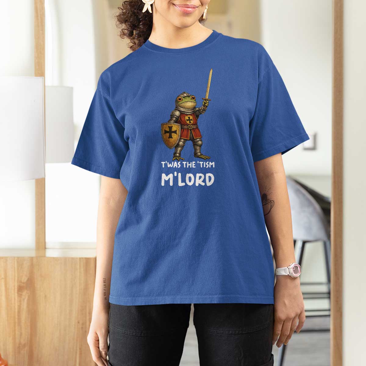 Knight Frog T Shirt For Women Funny T'was The Tism M'Lord Vintage Autism Medieval