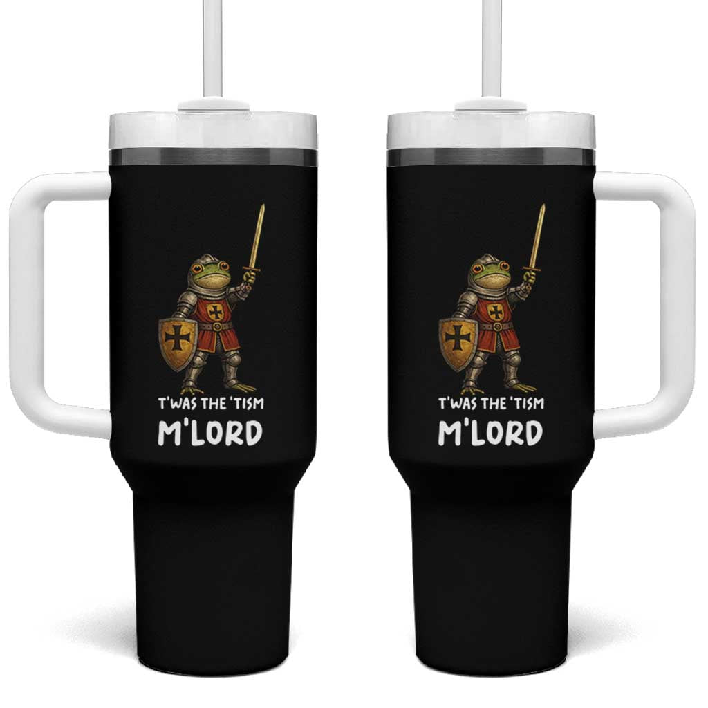 Knight Frog Tumbler With Handle Funny T'was The Tism M'Lord Vintage Autism Medieval