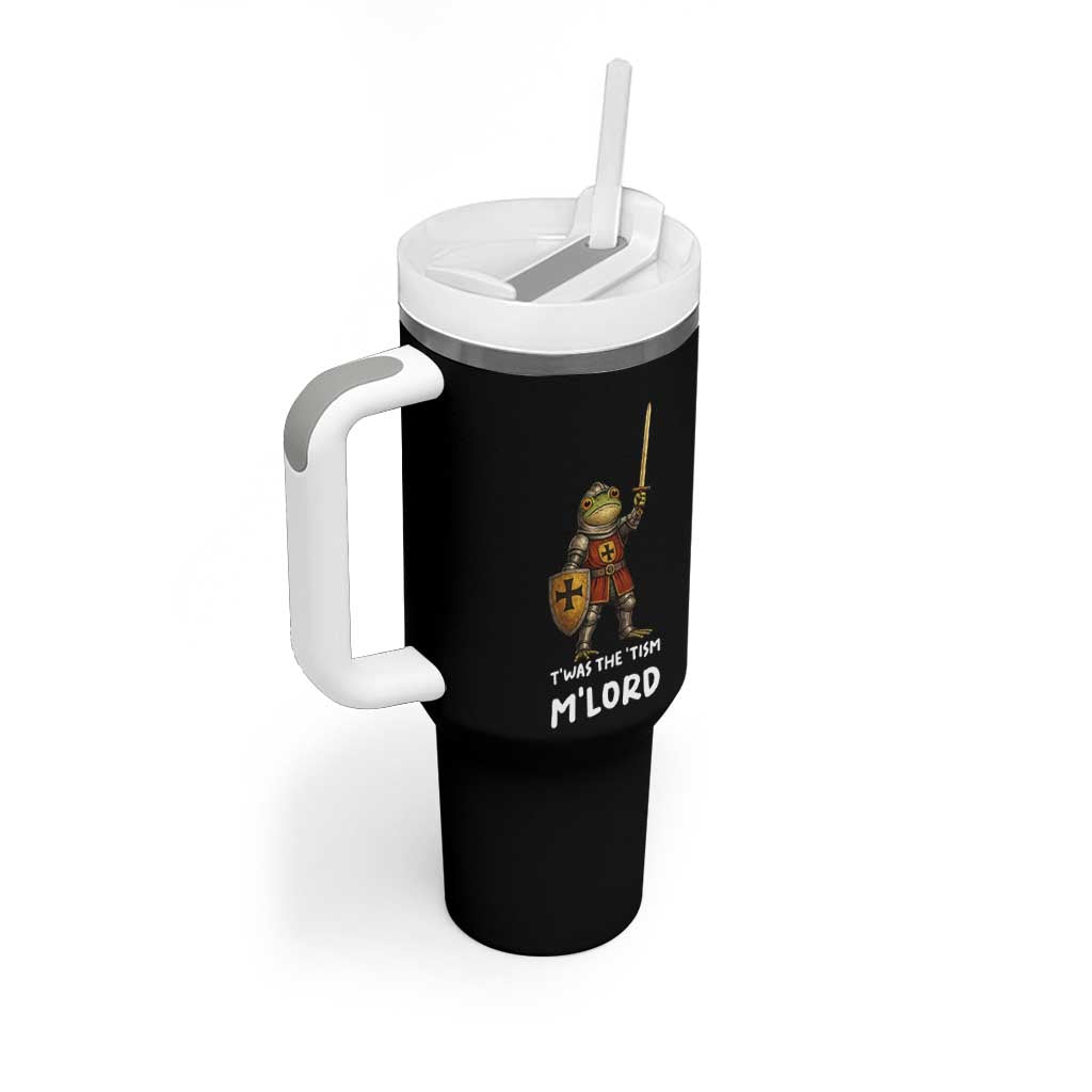Knight Frog Tumbler With Handle Funny T'was The Tism M'Lord Vintage Autism Medieval