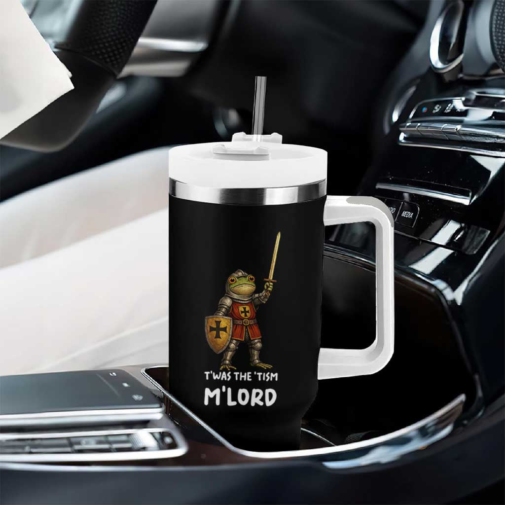 Knight Frog Tumbler With Handle Funny T'was The Tism M'Lord Vintage Autism Medieval
