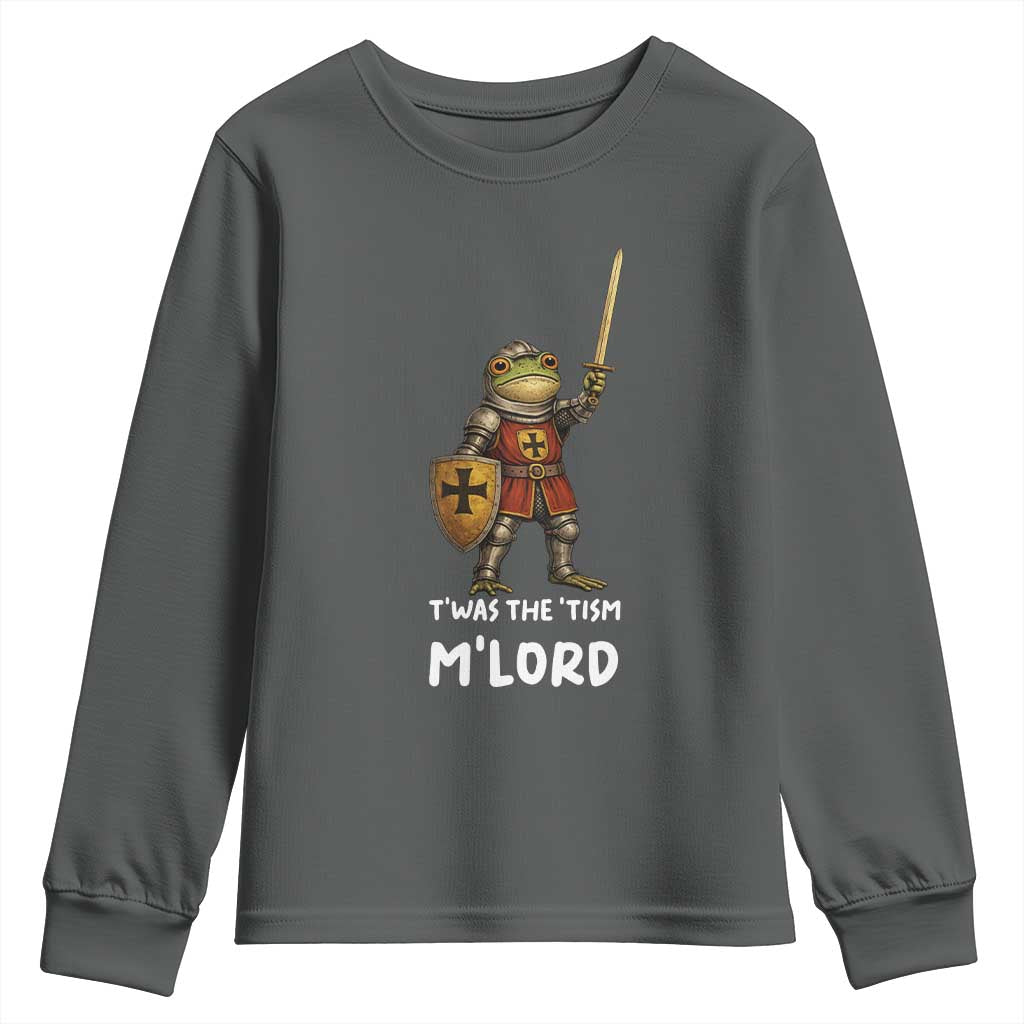 Knight Frog Youth Sweatshirt Funny T'was The Tism M'Lord Vintage Autism Medieval