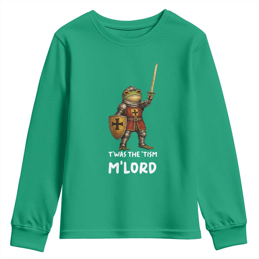 Knight Frog Youth Sweatshirt Funny T'was The Tism M'Lord Vintage Autism Medieval