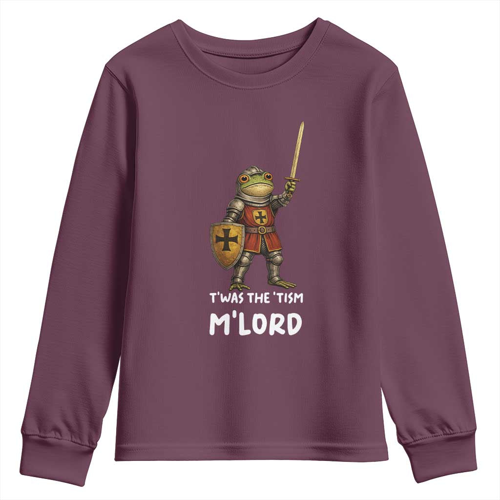 Knight Frog Youth Sweatshirt Funny T'was The Tism M'Lord Vintage Autism Medieval