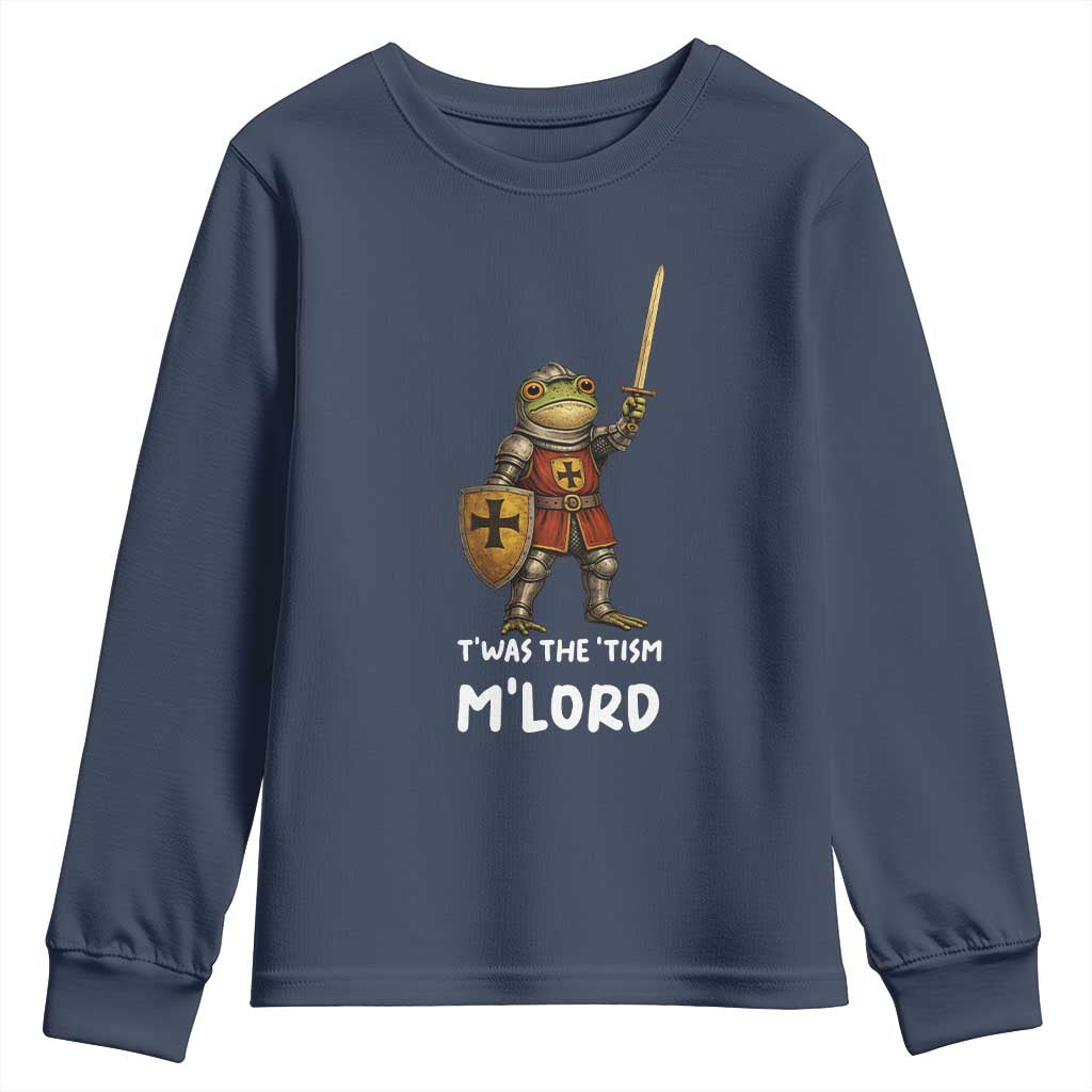 Knight Frog Youth Sweatshirt Funny T'was The Tism M'Lord Vintage Autism Medieval