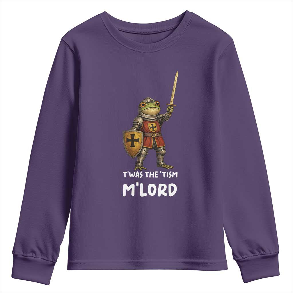 Knight Frog Youth Sweatshirt Funny T'was The Tism M'Lord Vintage Autism Medieval