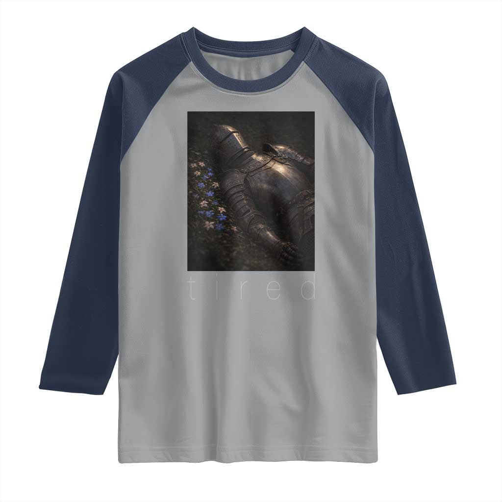 Tired Knight Raglan Shirt Gothic Medieval Fantasy - Wonder Print Shop