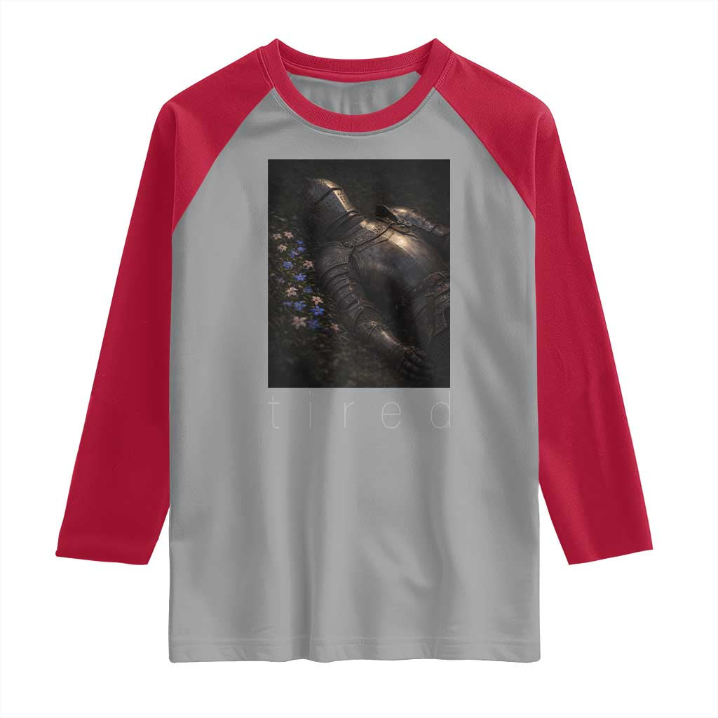 Tired Knight Raglan Shirt Gothic Medieval Fantasy - Wonder Print Shop