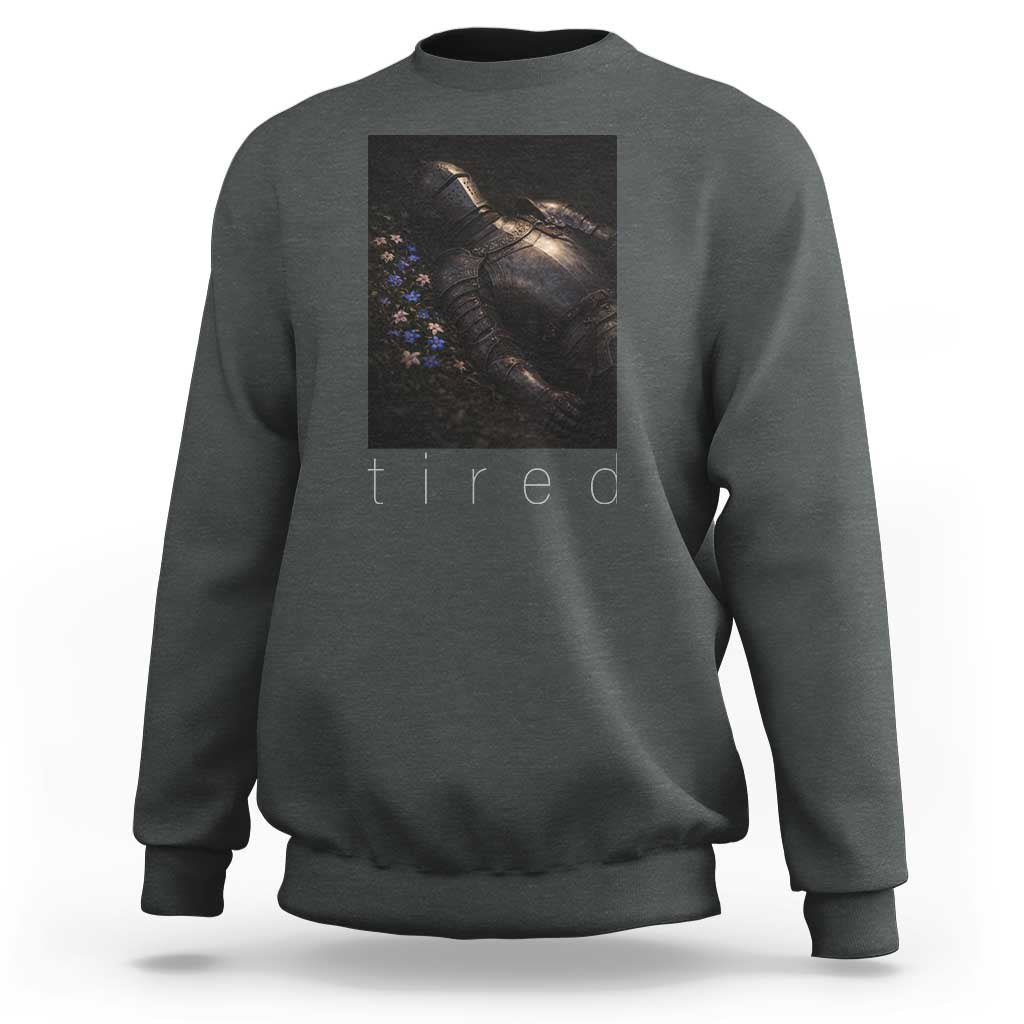 Tired Knight Sweatshirt Gothic Medieval Fantasy - Wonder Print Shop