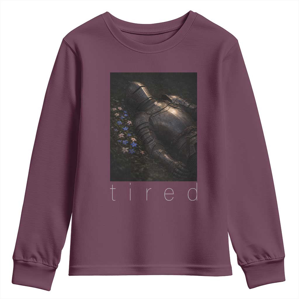 Tired Knight Youth Sweatshirt Gothic Medieval Fantasy - Wonder Print Shop