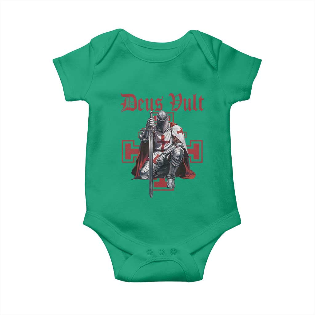 Deus Vult Knight Templar Baby Onesie Crusader Cross - Wonder Print Shop