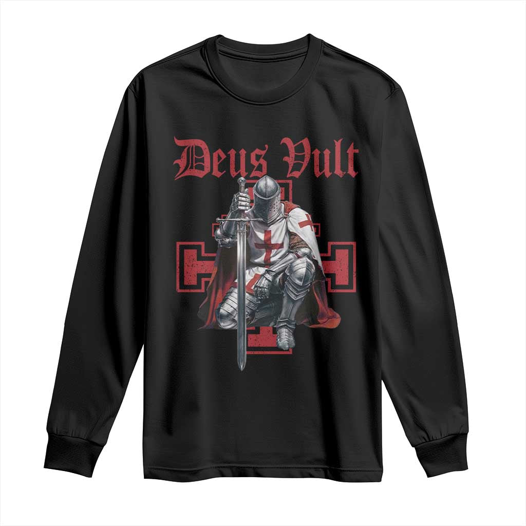 Deus Vult Knight Templar Long Sleeve Shirt Crusader Cross - Wonder Print Shop