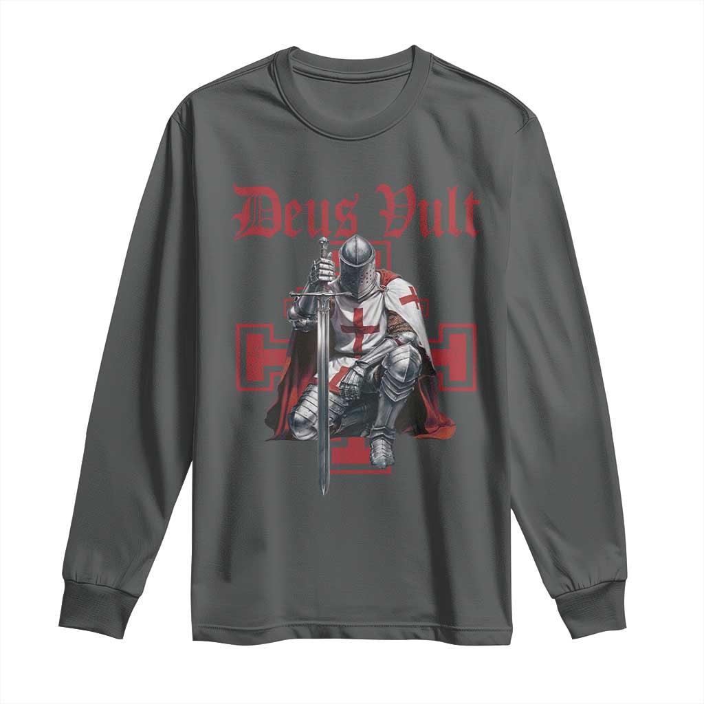 Deus Vult Knight Templar Long Sleeve Shirt Crusader Cross - Wonder Print Shop