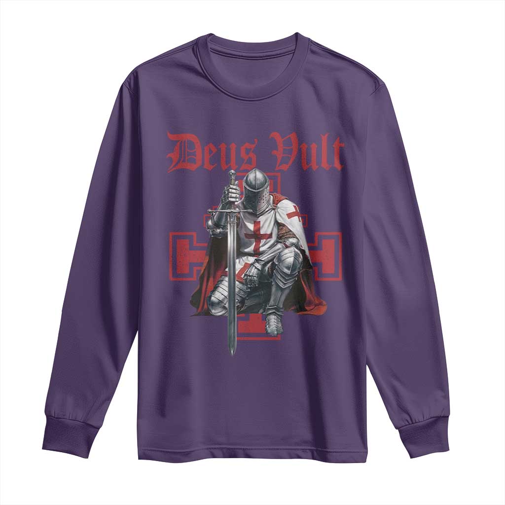 Deus Vult Knight Templar Long Sleeve Shirt Crusader Cross - Wonder Print Shop