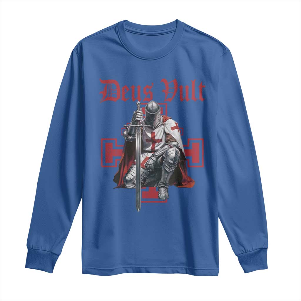 Deus Vult Knight Templar Long Sleeve Shirt Crusader Cross - Wonder Print Shop