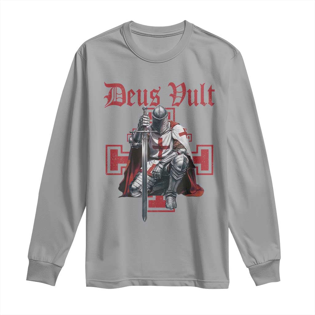 Deus Vult Knight Templar Long Sleeve Shirt Crusader Cross - Wonder Print Shop