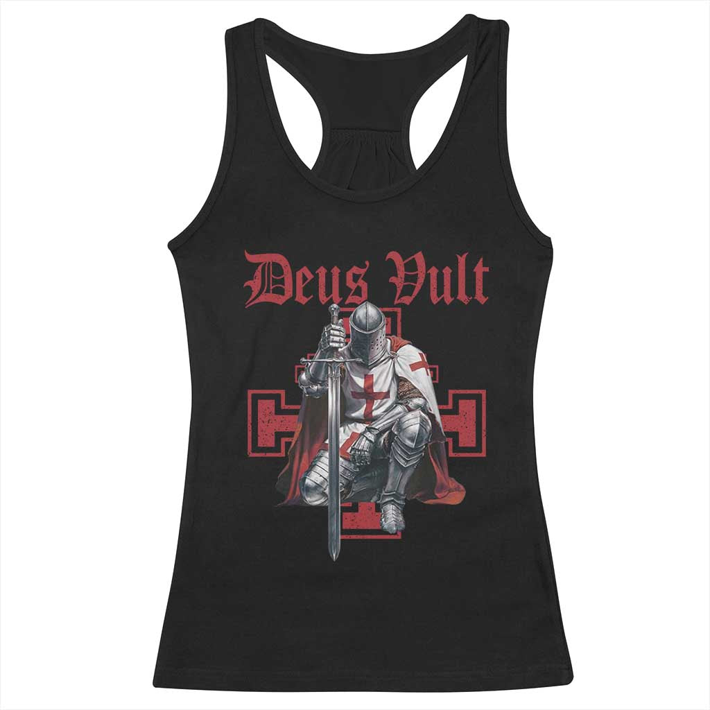 Deus Vult Knight Templar Racerback Tank Top Crusader Cross - Wonder Print Shop