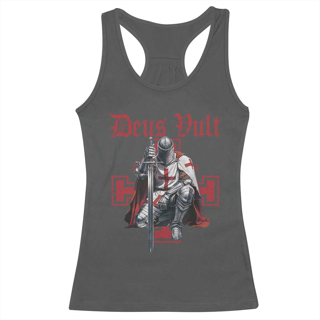 Deus Vult Knight Templar Racerback Tank Top Crusader Cross - Wonder Print Shop