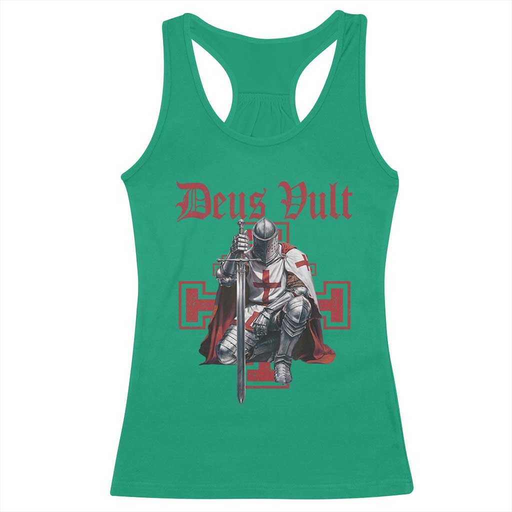 Deus Vult Knight Templar Racerback Tank Top Crusader Cross - Wonder Print Shop