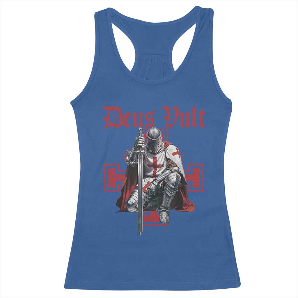Deus Vult Knight Templar Racerback Tank Top Crusader Cross - Wonder Print Shop