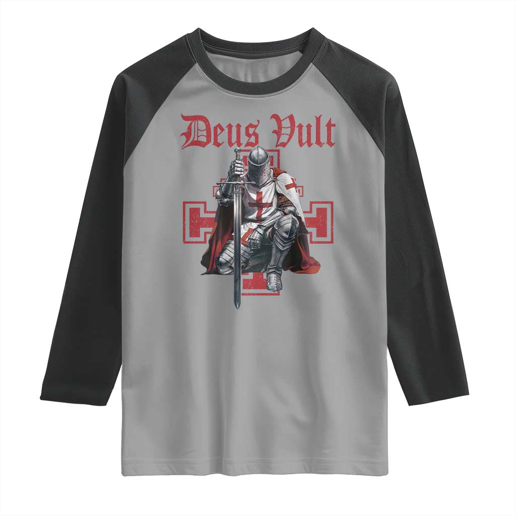 Deus Vult Knight Templar Raglan Shirt Crusader Cross - Wonder Print Shop