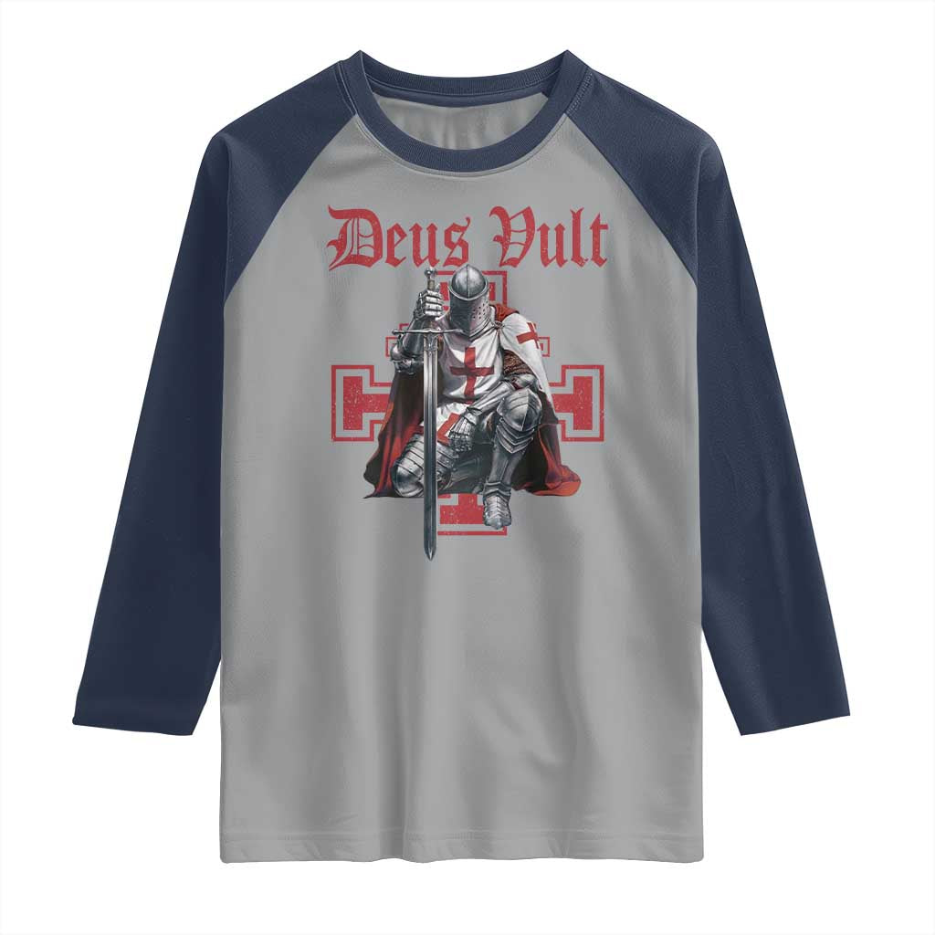 Deus Vult Knight Templar Raglan Shirt Crusader Cross - Wonder Print Shop