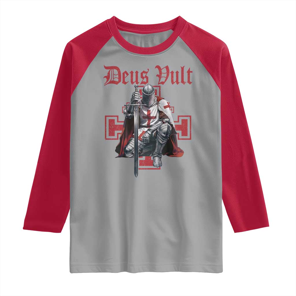 Deus Vult Knight Templar Raglan Shirt Crusader Cross - Wonder Print Shop