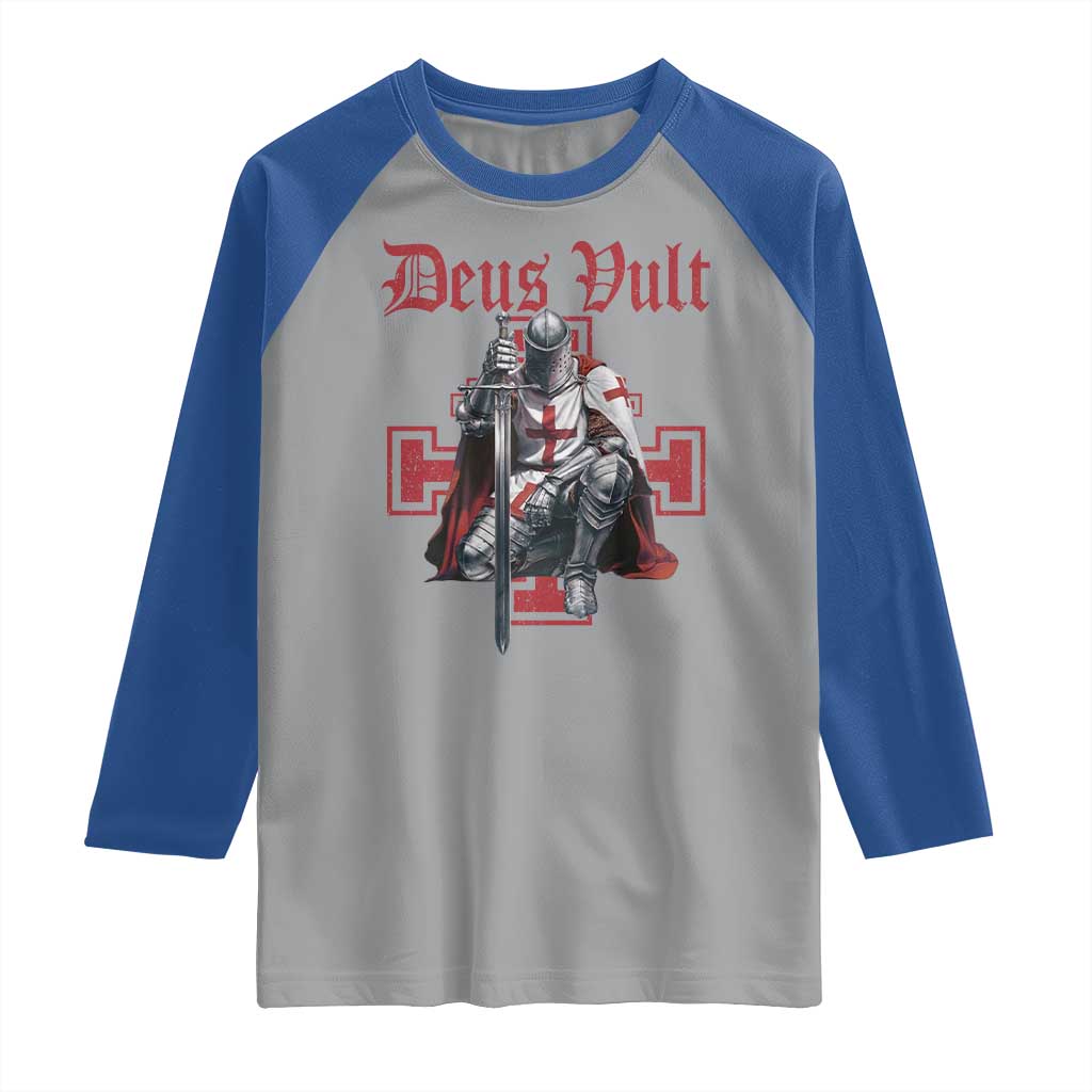Deus Vult Knight Templar Raglan Shirt Crusader Cross - Wonder Print Shop
