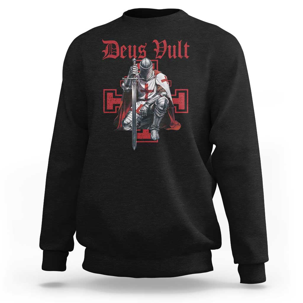 Deus Vult Knight Templar Sweatshirt Crusader Cross - Wonder Print Shop