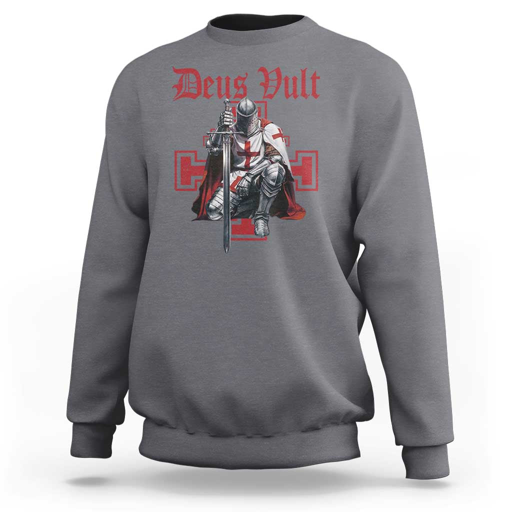 Deus Vult Knight Templar Sweatshirt Crusader Cross - Wonder Print Shop