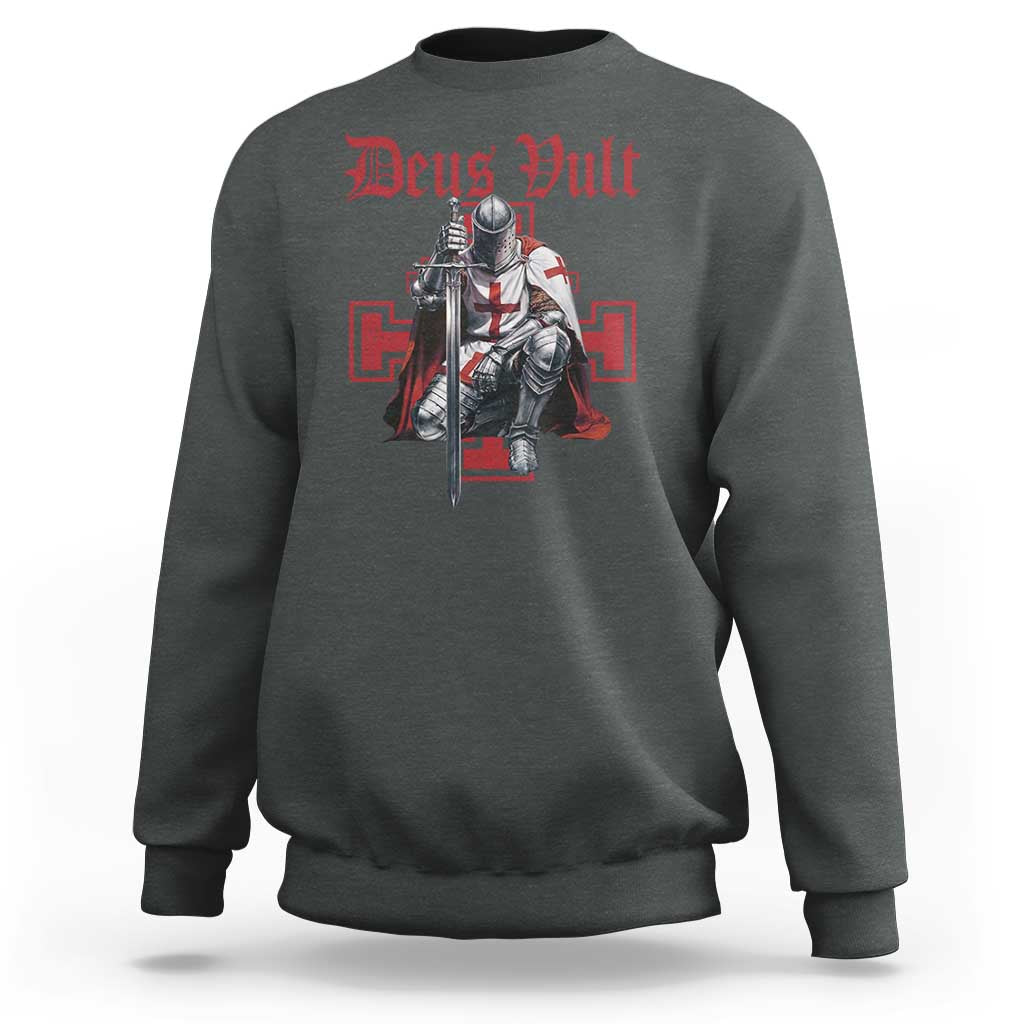 Deus Vult Knight Templar Sweatshirt Crusader Cross - Wonder Print Shop