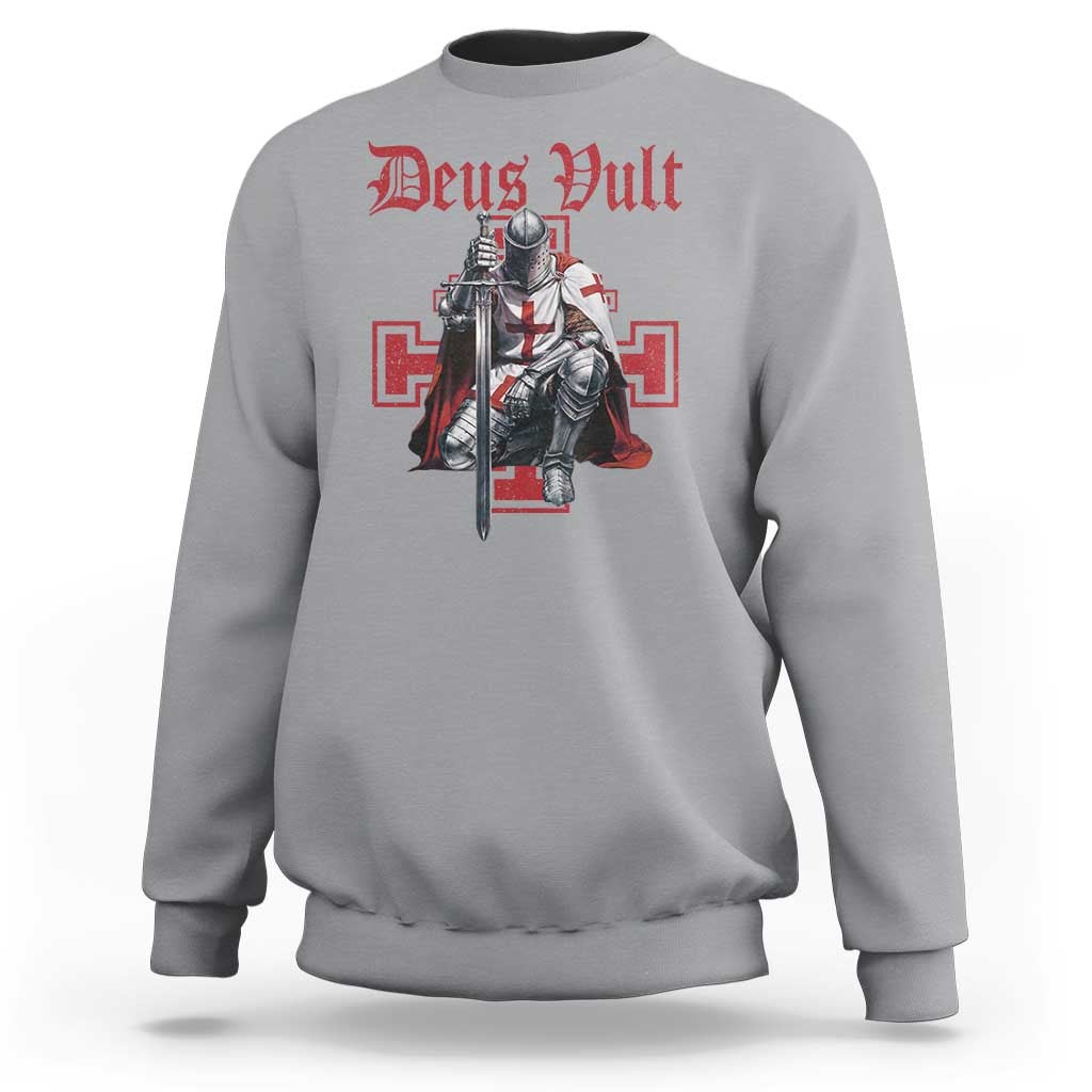 Deus Vult Knight Templar Sweatshirt Crusader Cross - Wonder Print Shop