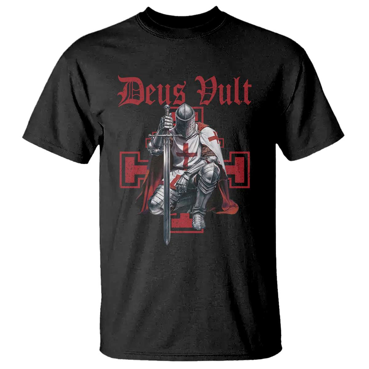 Deus Vult Knight Templar T Shirt Crusader Cross - Wonder Print Shop
