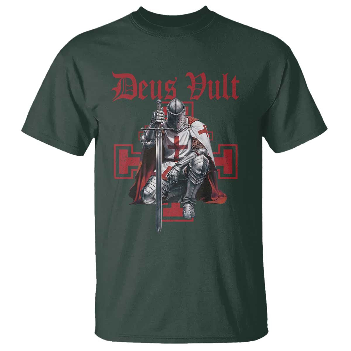 Deus Vult Knight Templar T Shirt Crusader Cross - Wonder Print Shop