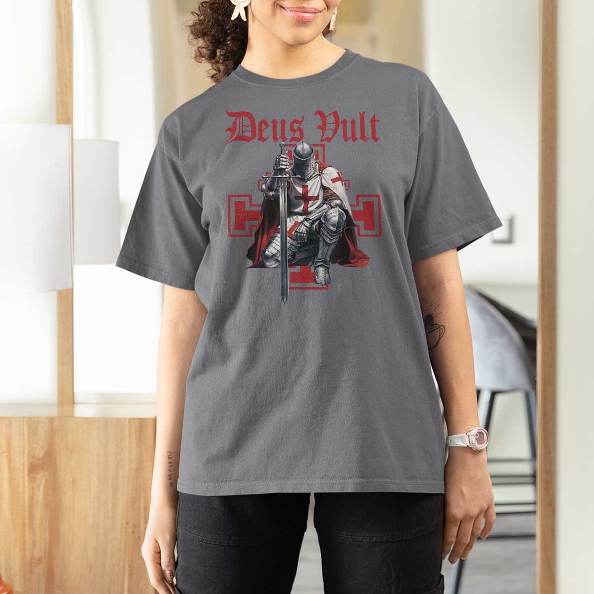 Deus Vult Knight Templar T Shirt For Women Crusader Cross - Wonder Print Shop