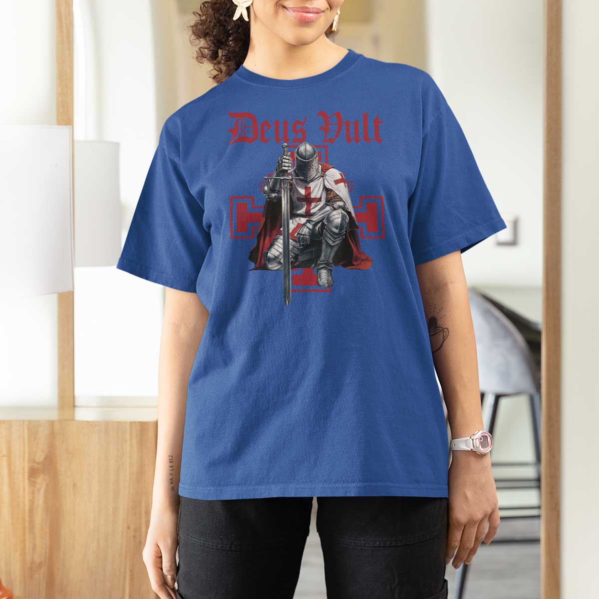 Deus Vult Knight Templar T Shirt For Women Crusader Cross - Wonder Print Shop
